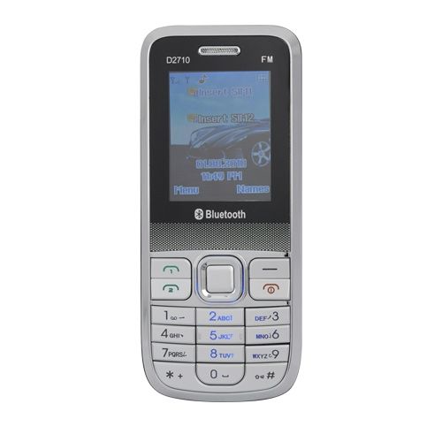 D2710 Tri Band Dual SIM Telefone Prata fresco com lanterna